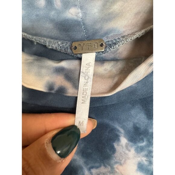 Young‎ Fabulous & Broke Lena Ruched Tie-Dye Dress Blue Mock Neck Long SLeeves M - Picture 5 of 9